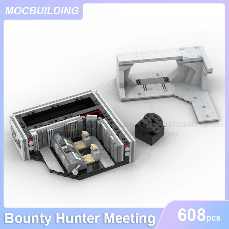 Diorama per riunioni Bounty Hunter con attacco SSD modulare in scala midi e grandi blocchi di costruzione MOC multiuso 608 pezzi