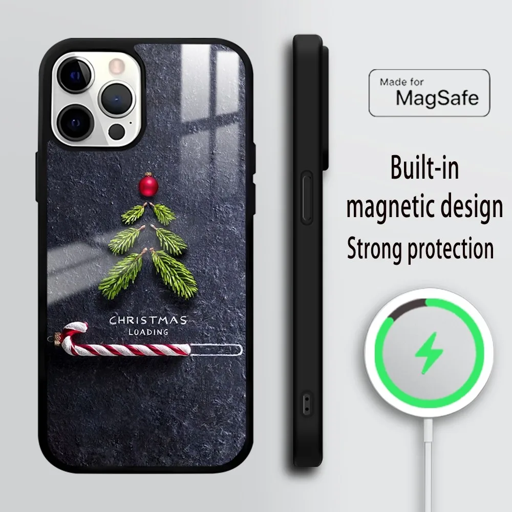 Happy Christmas Phone Case For iPhone 16 15 14 13 12 11 PRO MAX PLUS Mini Magnetic wireless mirror phone case