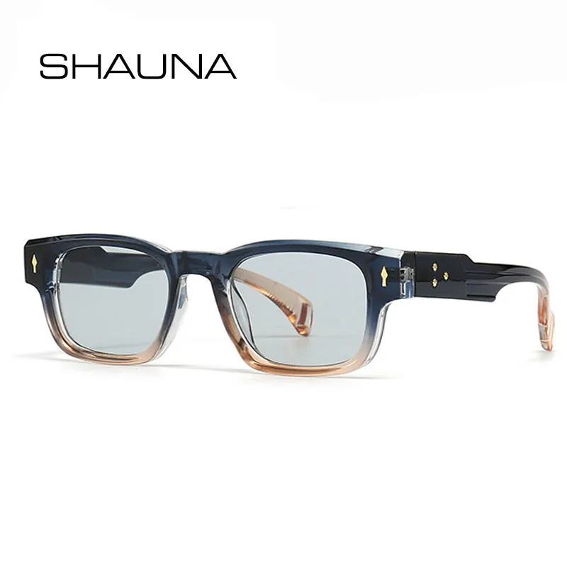 SHAUNA Retro Rivets Sunglasses Brand Designer Trending Rectangle Sun Glasses UV400