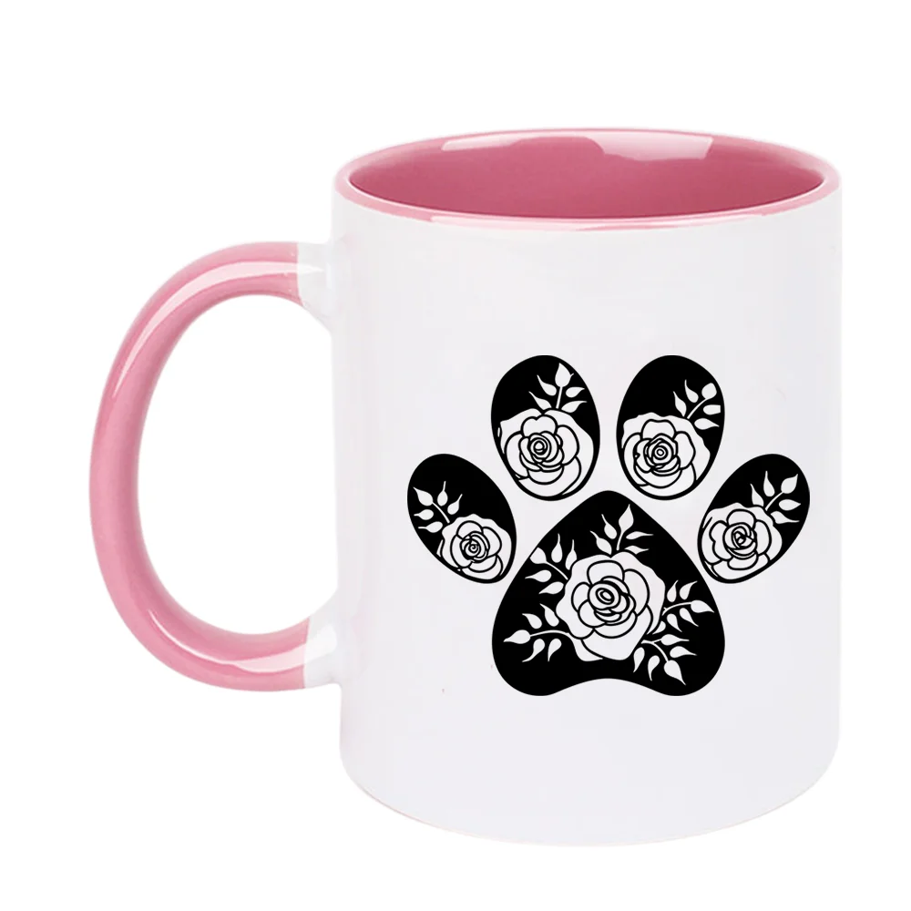 11oz Ceramic Coffee Mug with Cute Paw Print Design Tableware for Home Party and Outdoor Activities Perfect for Camping Holiday P