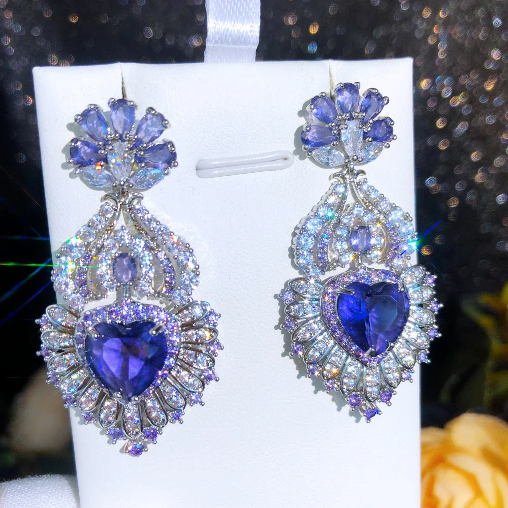 

Kellybola Luxury Romantic Green Purple Drop Earrings For Women Wedding Party Shiny Earrings Fashion Jewelry High Quality