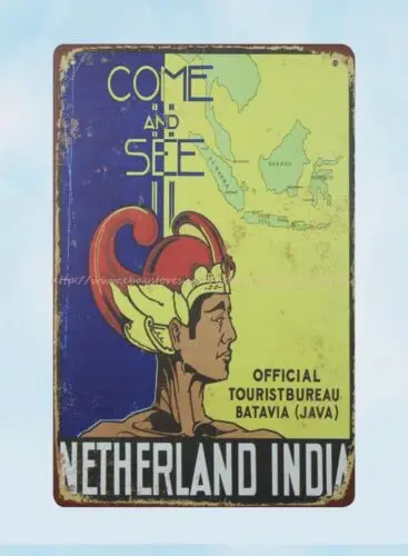 Come See Netherland India travel metal tin sign art poster shop