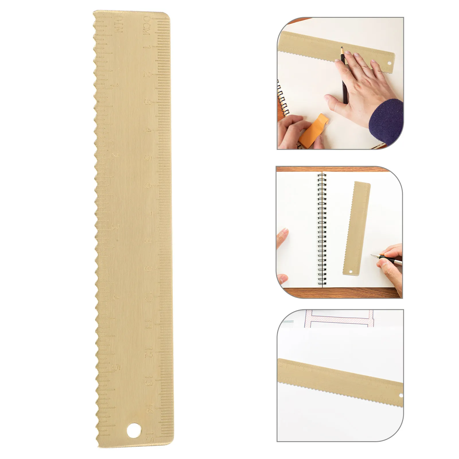 

Portable Brass Scale Ruler 30Cm Accurate Measuring Tool for Students Drawing Writing Office School Use Multi-Functional Metal