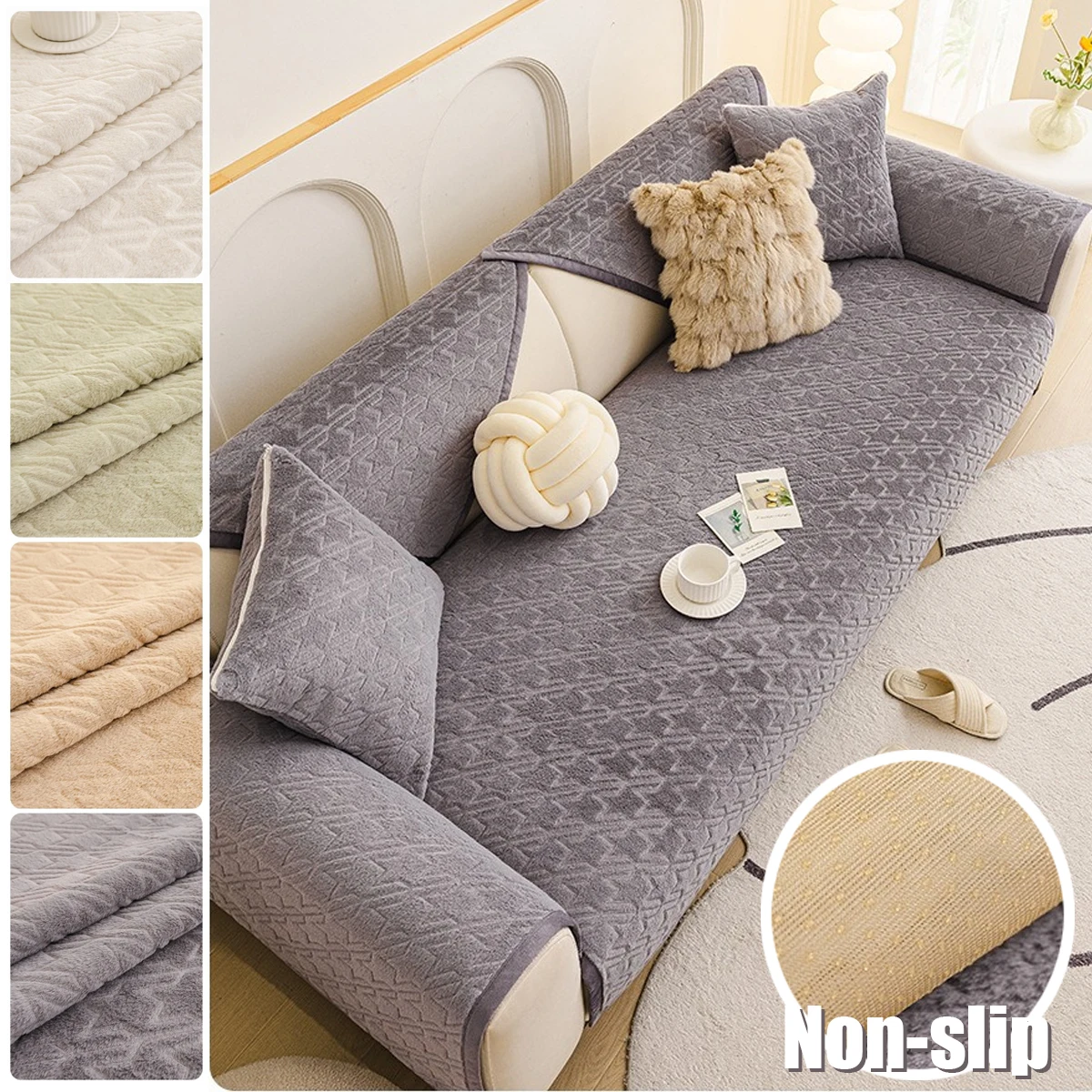 

1PC Ultra-soft Faux Rabbit Fur Sofa Cushion for Winter Warmth Non-slip Sofa Cover Cover New 2026 Backrest Cover Cloth Towel 소파패드