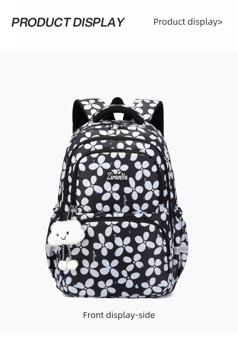 3pcs/set Elementary School Backpack for Girls Bookbag Lunch Bag Pencil Bag Set Flower School Bag for Children Cute Little Dolls