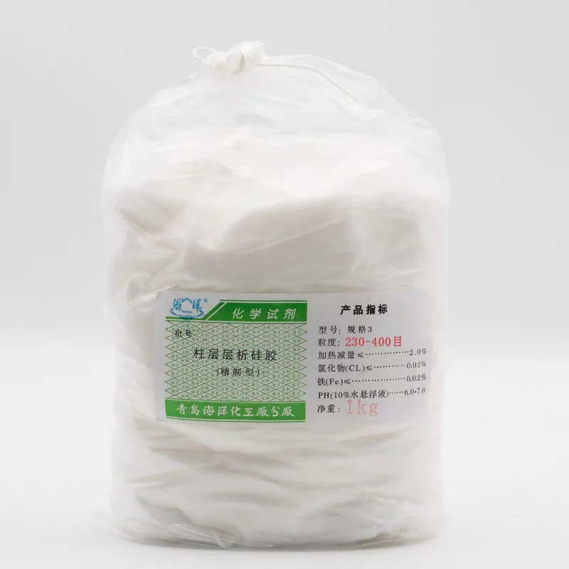 HAIYANG Column chromatography silica gel, Particle size 200-800 meshs, Silicone gel for column chromatography, 1000g/bag