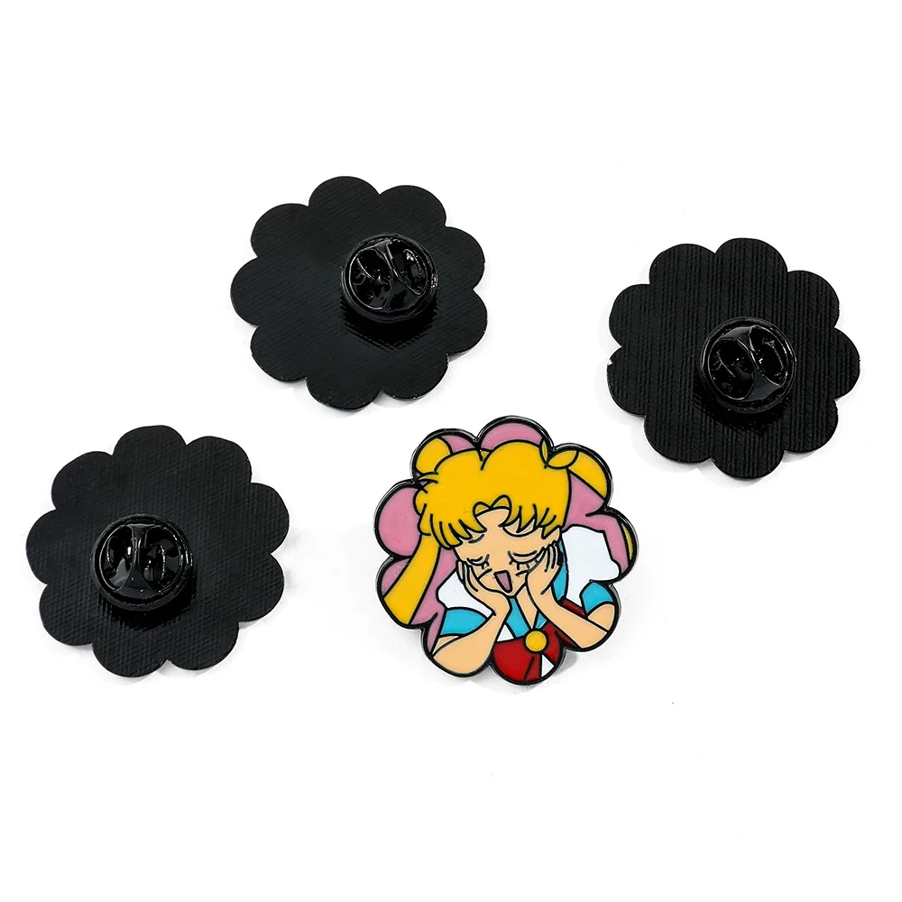 4 Pcs Classic Anime Brooch Cute Sailor Moon Enamel Pin Metal Badge Jewelry Clothing Backpack Accessories A Gift for Friends view 2