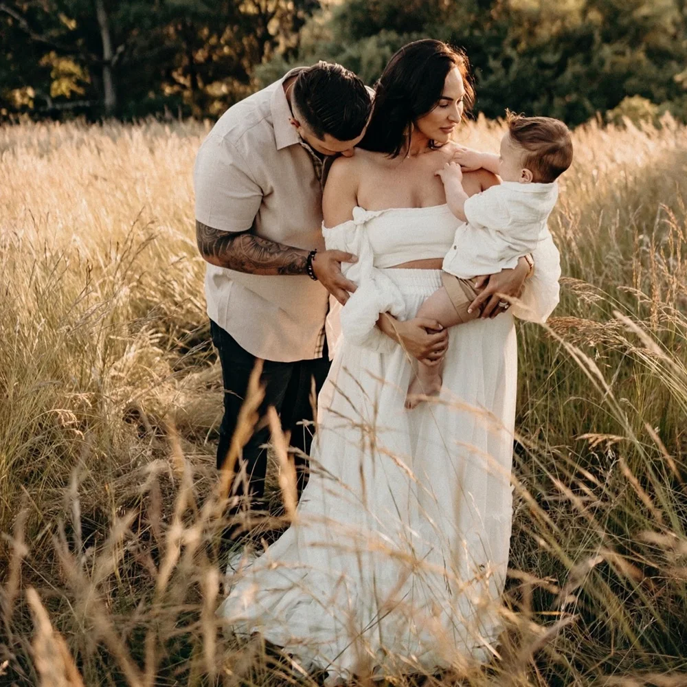 Elegantes Umstandskleid für Fotoshootings, Spitzenstickerei, Chiffon-Schwangerschaftskleid mit Umstandskleid für schwangere Frauen