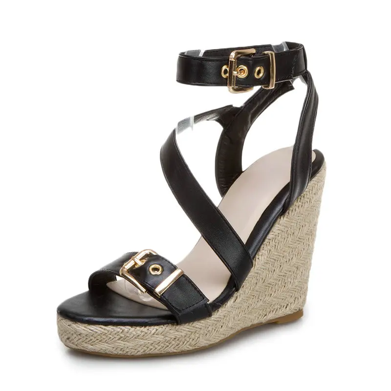 

Ankle Strap Buckle Belt Sexy Open Toe Women's Shoes Summer Casual Espadrilles Wedges High Heels for Office Party Heeled Sandals