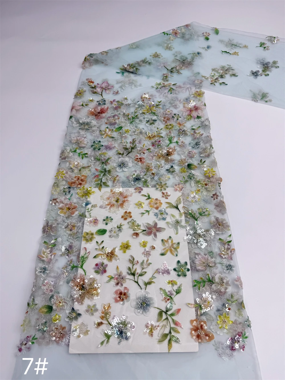 5 yard Dress and wedding cheongsam fabric for patchwork Vintage colored sunflower flower sequin embroidery lace fabric 2026