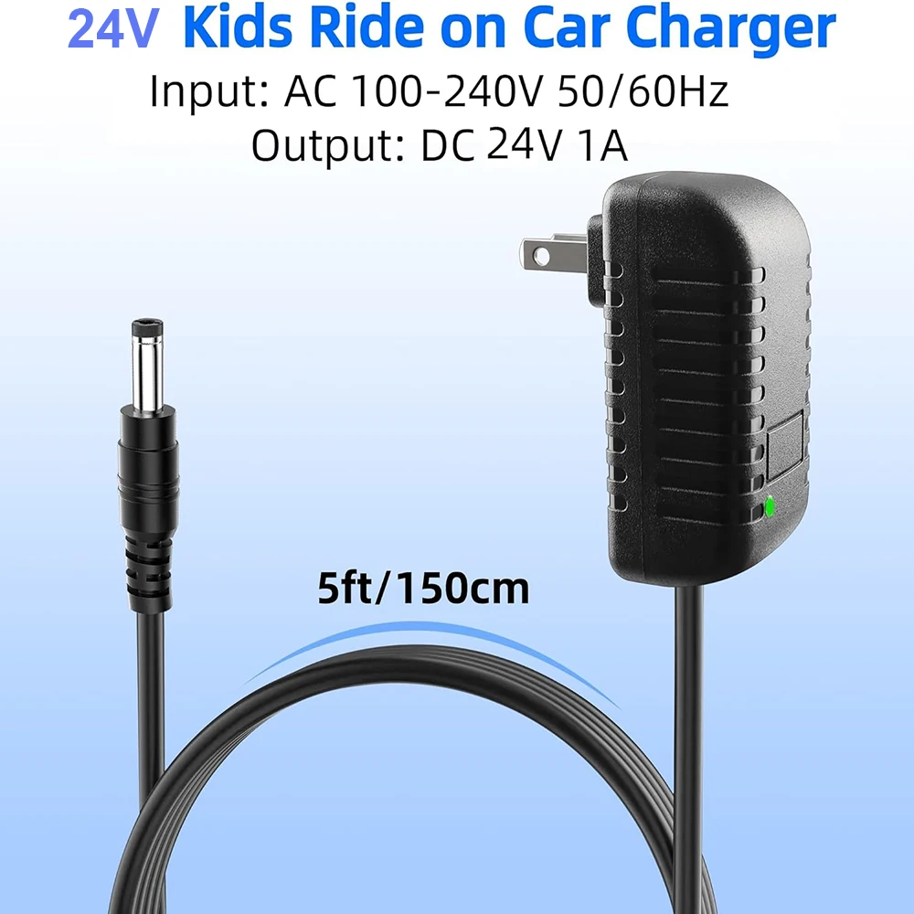 24V 1A Charger for Ride On Car,24 Volt Kids Battery Charger with Charging Light for Baby Carriage Ride Toy, Supply Power Adapter