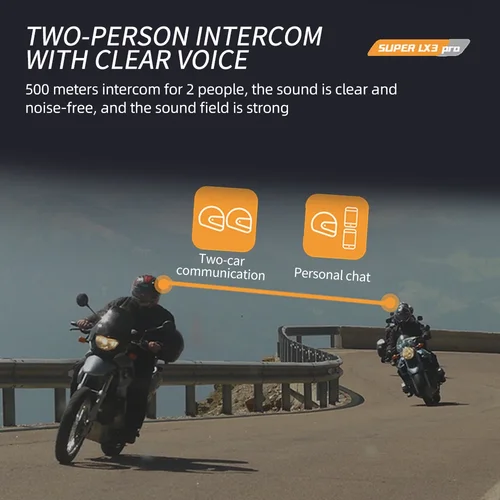 Imagen 2 del producto 1/2x motocicleta Bluetooth casco auriculares intercomunicador 1000mAh MOTO comunicador 500m interfono Kit de llamada con manos libres con linterna