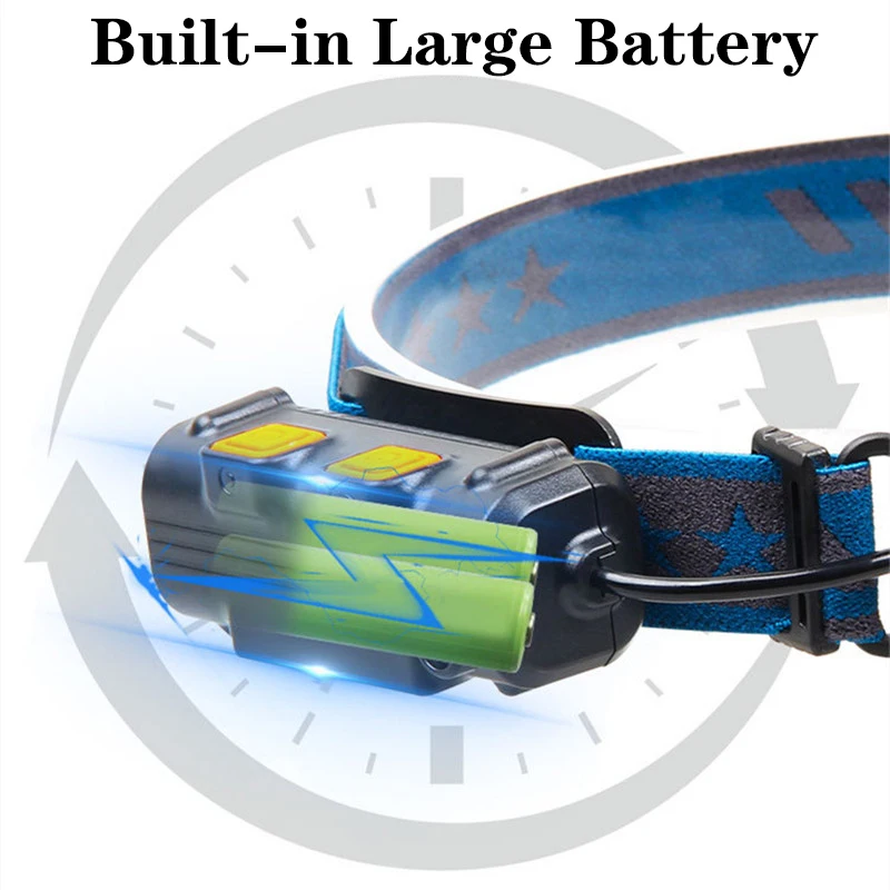 IR Sensor LED Headlamp Powerful Portable Headlight Flashlight USB Rechargeable Waterproof Head Torch Camping Outdoor Light