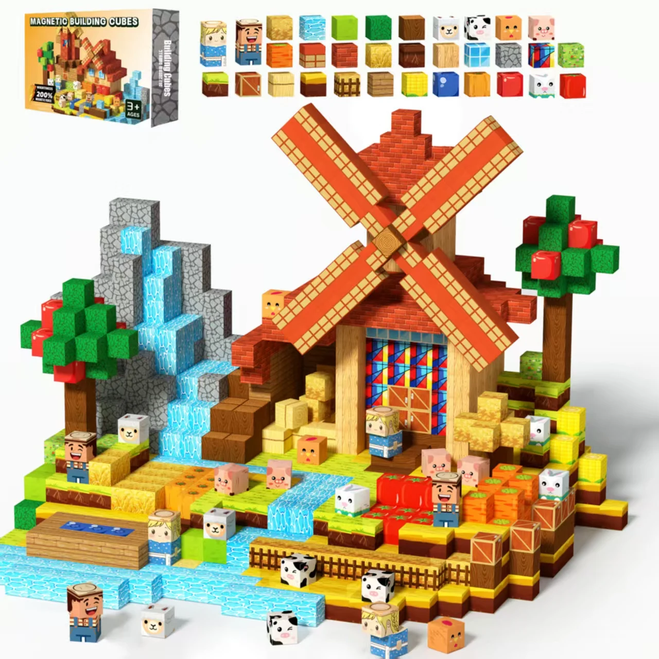 

Набор магнитных плиток Dream Farms (100/150 шт.) – развивающие STEM-игрушки Монтессори для мальчиков и девочек 3-8 лет: конструктор для творческой и сенсорной игры