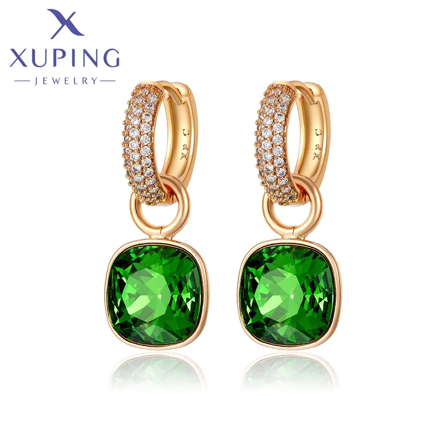 Xuping Jewelry Charm Square Shaped Luxury Exquisite Gold Plated Crystal Earring for Women Gift A00606258