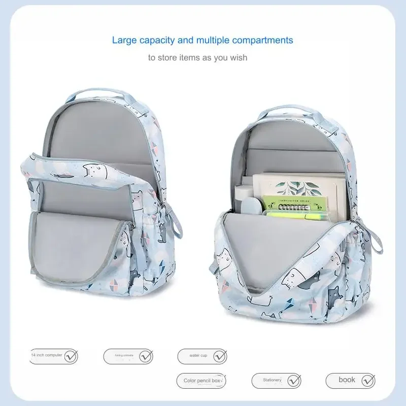 School Bags For Girls Cute Printing Cat School Backpack And Handbag Kawaii Children Backpack Back To School 2024 Mochila Escolar