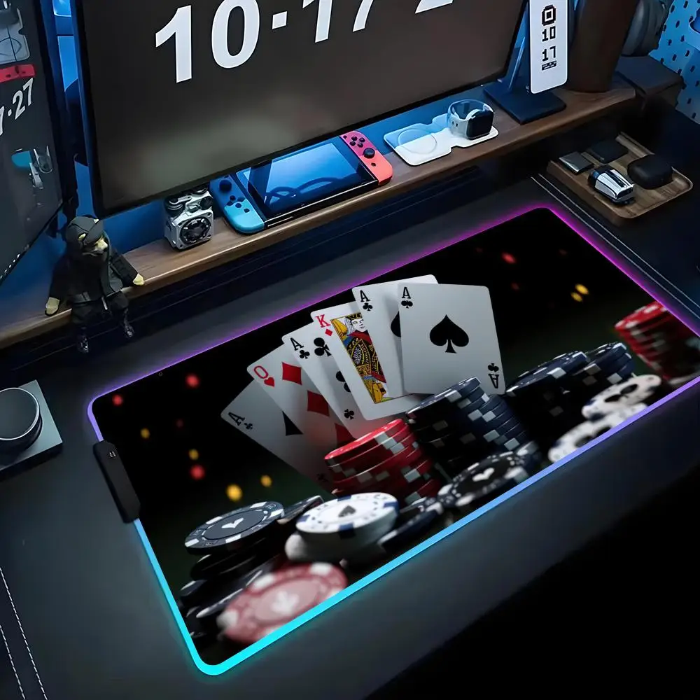

Коврик для мыши poker RGB Gaming Mousepad Большой светодиодный коврик для ПК Настольный коврик Светящийся коврик для мыши Большие коврики для клавиатуры Настольный коврик с подсветкой