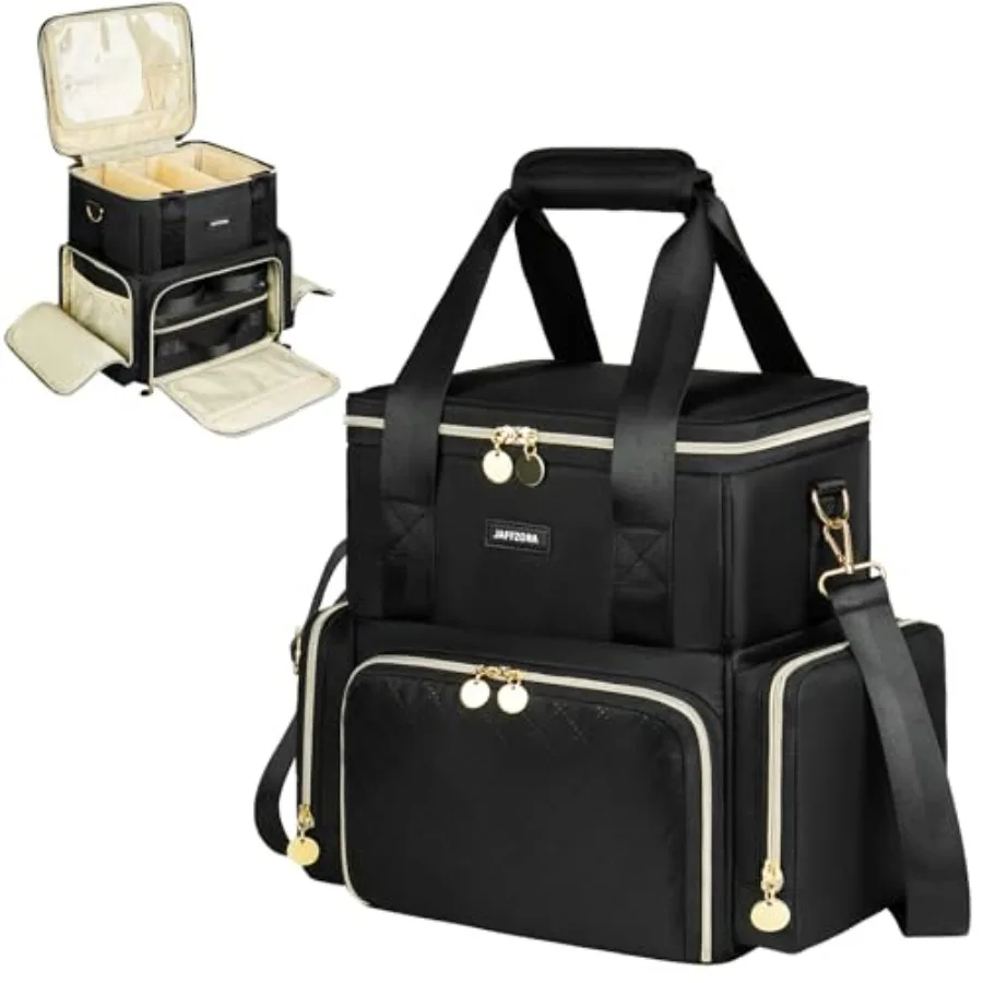 

Extra Large Makeup Bag with 3 Removable Cases Double Layers Travel Cosmetic Storage Organizer Bag with Detachable Dividers Blac