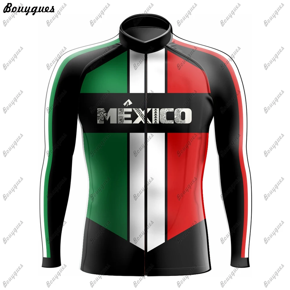 2022 Mexico Team Pro Cycling Jersey Set Long Sleeve Mountain Bike Cycling Clothing Breathable MTB Bicycle Clothes Wear for Mans