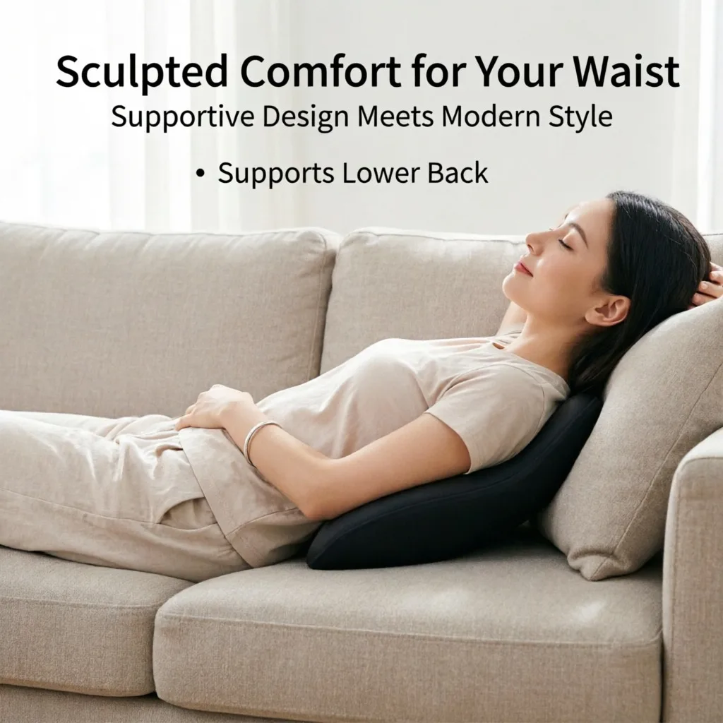 Ergonomic Waist Pillow Lumbar Support, Sleep Cushion Bed Back Pillow, Lower Back Pain Relief Spine, Pad Soft Sleeping Waist Rest