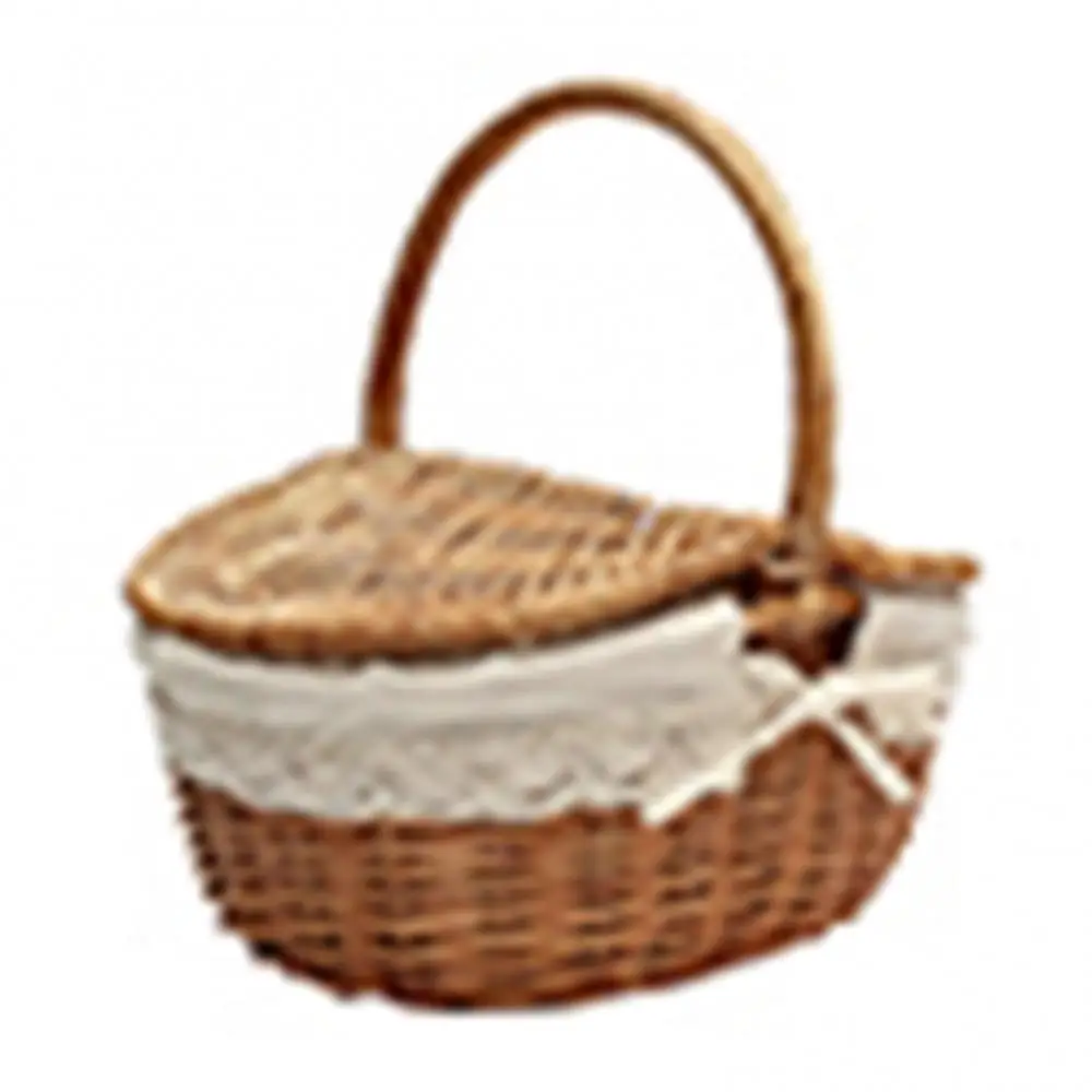 Woven Vintage Picnic Basket Basket Wicker Willow Camping Handle Shopping Food Fruit Picnic Basket