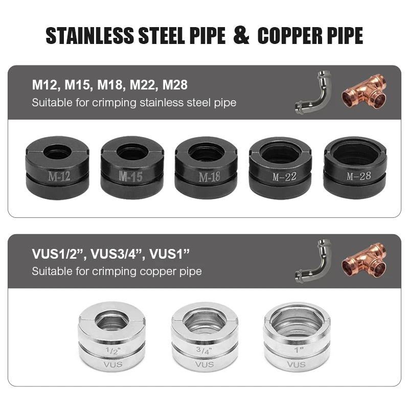 TH/U/V/VAU/M/VUS Type Die for Pex Pipe Crimping Tool GC-1632/CW-1632 Crimping Moulds 16, 20, 26, 32mm Hydraulic Crimper Jaws Kit