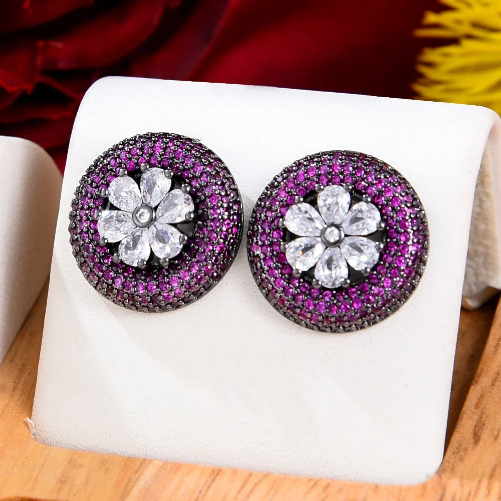 

Soramoore Fashion Luxury Romantic Round Stud Earrings For Women Wedding Party Shiny Earrings Jewelry High Quality Accessories