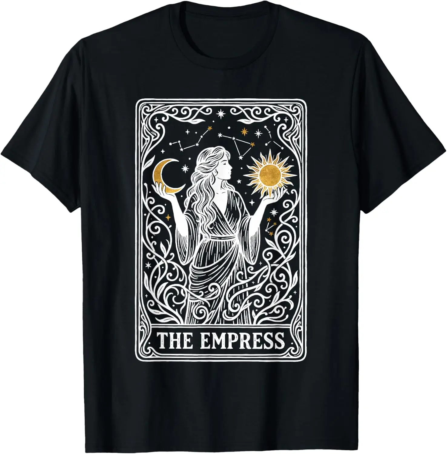 The Empress Tarot Card Celestial Moon Sun Vintage Feminist T-Shirt 100% Cotton Trendy Y2K Short-Sleeve Tee-Soft, Quick-Drying,
