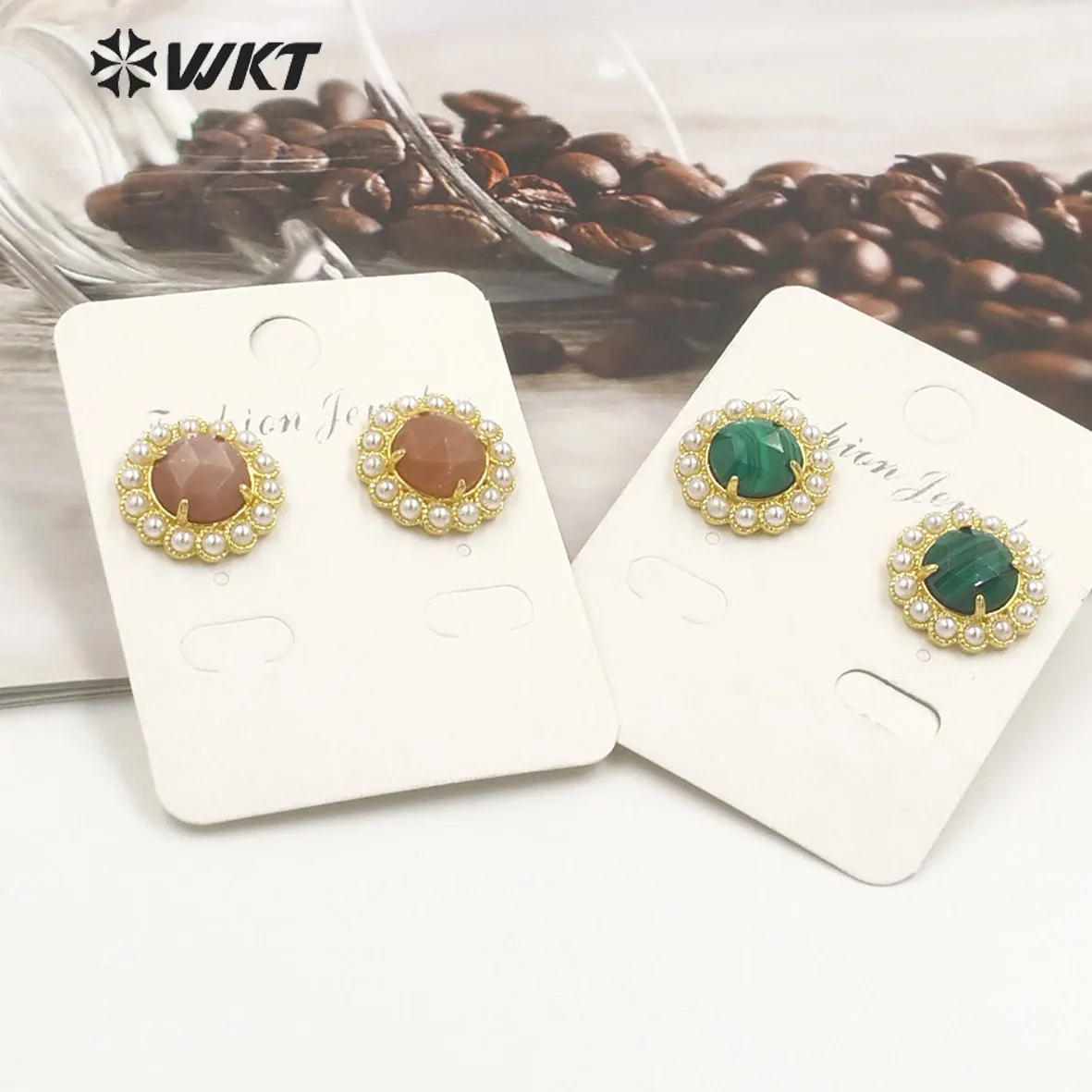 WT-MPE121   WKT 2023 Fashion Jewelry Natural Stone Flower Shaped Making Earring Supplies Grand Party NEW Quality NEW image 5