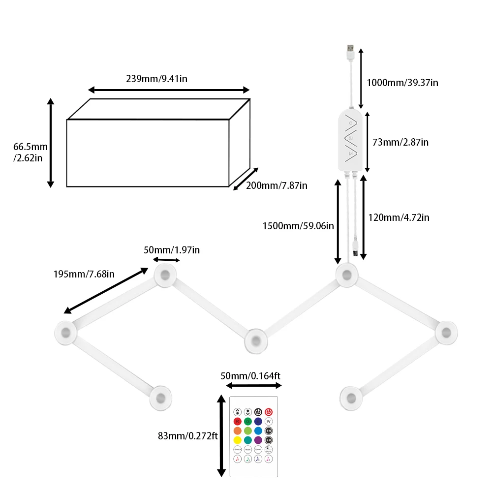 TV 백라이트 게임 룸 장식을위한 RGB LED 스마트 벽 램프 DIY 분위기 야간 조명 Tuya WIFI 벽 조명 바 Alexa와 함께 작동