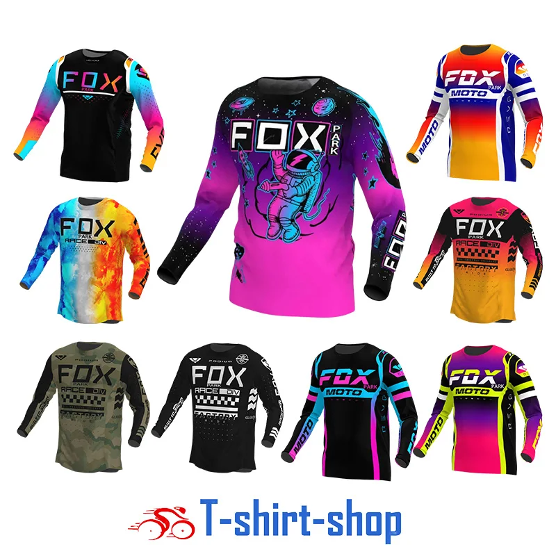 Foxpark 남성용 사이클링 티셔츠, DH, MX, MTB, 오토바이, 자전거, 라이딩, 모토크로스, 여름 