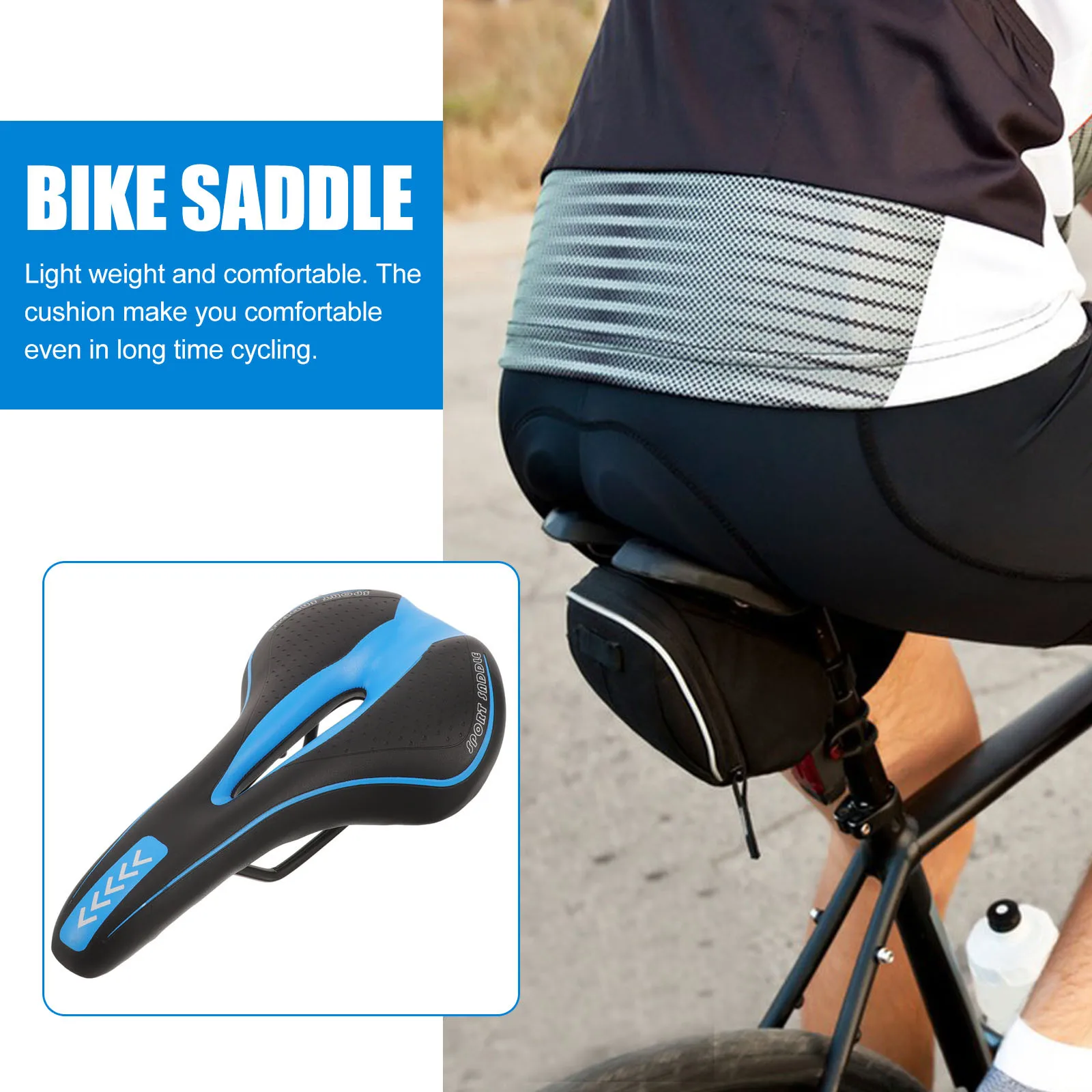 Mountain Bike Blue Lightweight Ergonomic Shockproof Breathable For Road Bicycle Cycling Seat Pad
