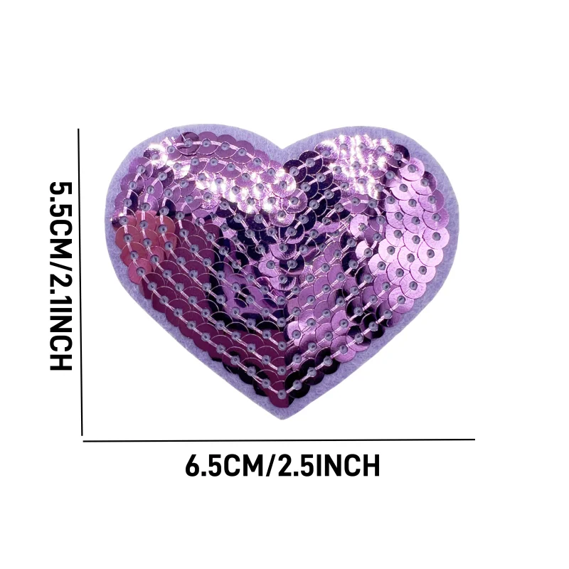 14 Stück/Set Pailletten-Stern-Aufnäher zum Aufbügeln, Herz-Stickerei-Patches, DIY-Applikationen in Leuchtenden, Lebendigen Farben für Kleidung – Detail 2