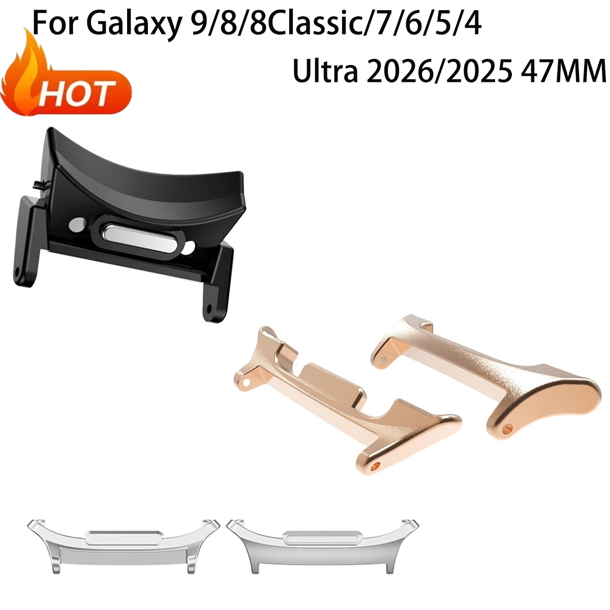 for Samsung Galaxy Watch 9/8/8Classic/7/6/5/4 Quick Fit Connector for Galaxy Ultra 2026/2025 47MM A Pair Stainless Steel Adapter