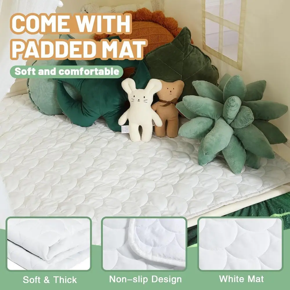 Barraca infantil com tapete, luzes estreladas, barracas de brincar infantis para crianças, barracas internas para brincar, barraca de princesa para meninas, bege com malha