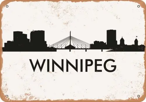 Metal Sign - Winnipeg Skyline - Vintage Look sign