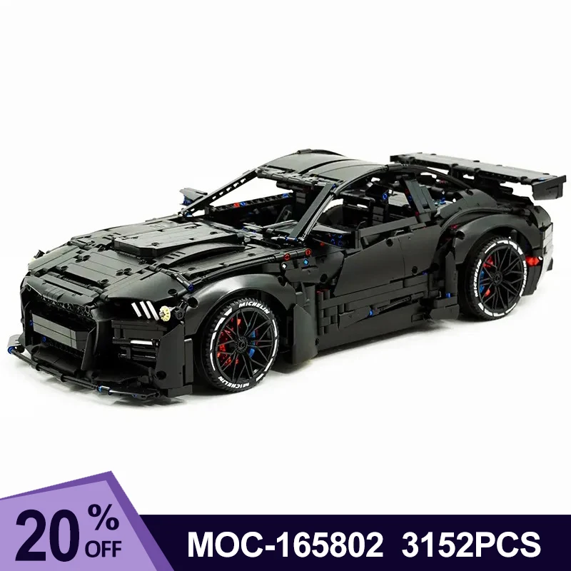 

1/8 GT500 Racing Super Sports Black Car Model Building Blocks Bricks MOC-165802 Puzzle Toy Christmas Gifts For Kids