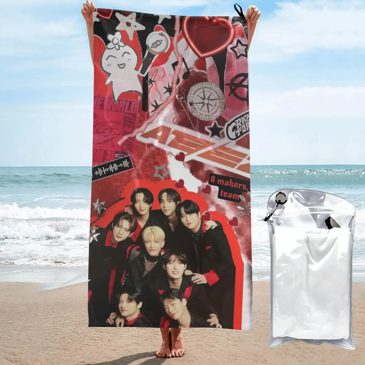 

Kpop Star Singer Idol ATEEZ ATINY Beach Towel Soft Microfiber Quick Dry Absorbent Quick Towels For Bath