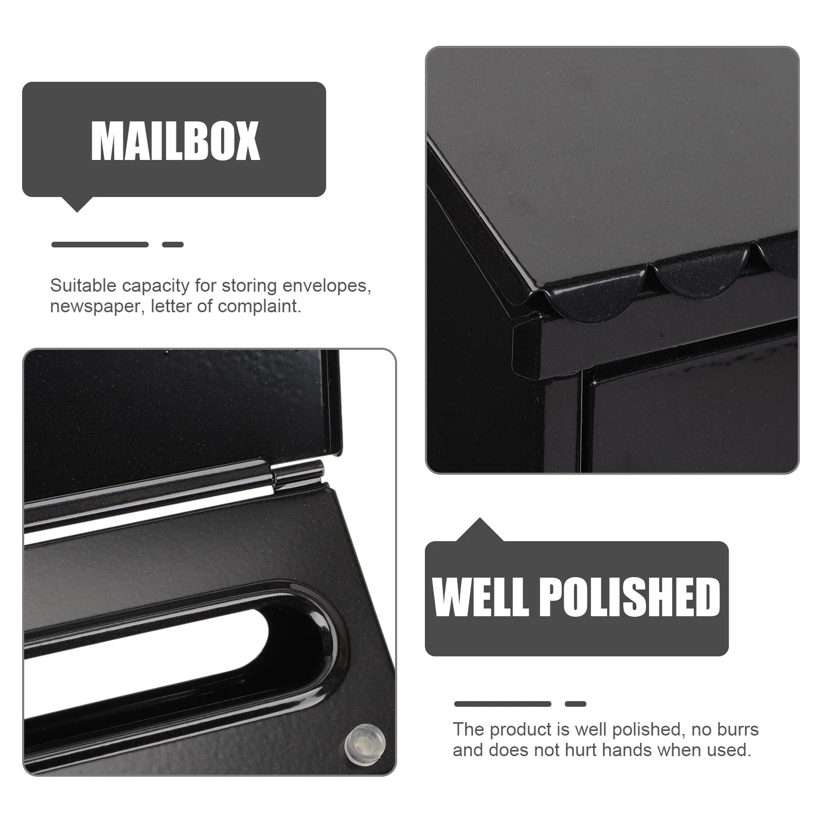 

Wall Mount Mailbox Outdoor Vintage Style Lockable Iron Letter Box for Decor Retro Post Box TX0080 Black
