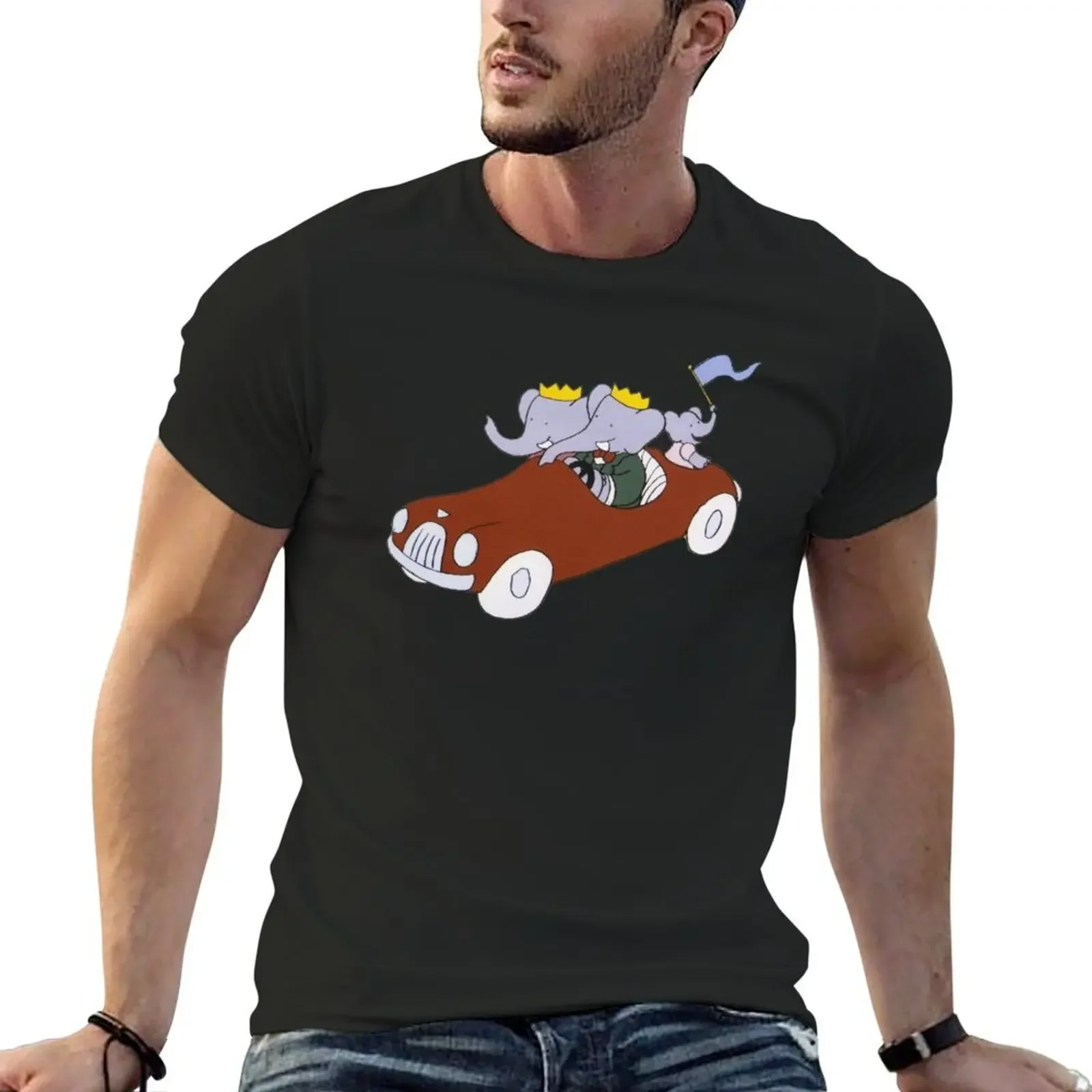 

Babar in a car T-Shirt summer top hippie clothes shirts graphic cheap stuff plain black t shirts men