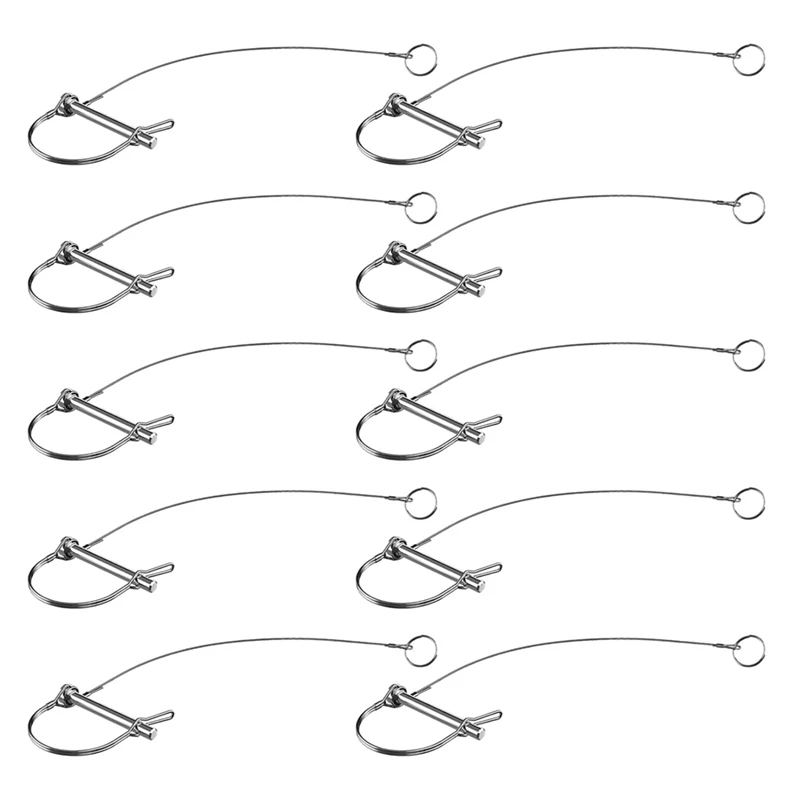 Silver Trailer Coupler Pin 5/16-Inch Diameter X 2-3/4-Inch Long Trailer Pins With Plastic Coating Tether 10Pc 11-1/2Inch Length