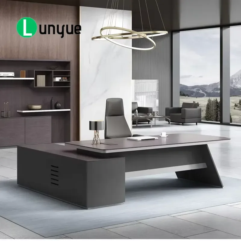 Modern L Shaped Executive Desk Large Dark Wood Convertible CEO Office Table 2200mm 2400mm Furniture for Home