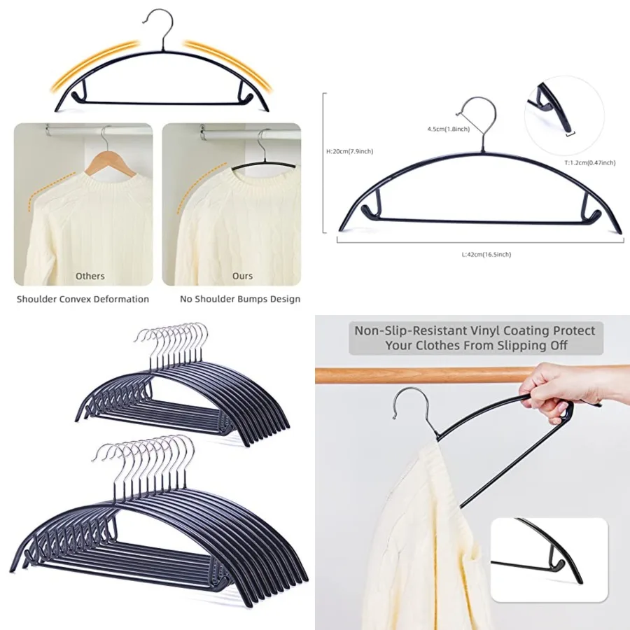 

Non Slip PVC Coating Sweater Hangers, Dress Suit Coat Hangers, Shoulder Bump Free Golf T Shirts Clothes Hangers Color