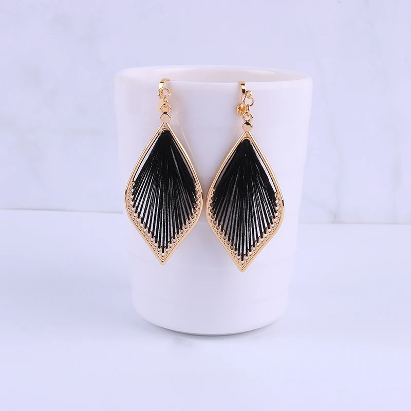 NEW Bohemian Vintage Cotton Thread Water Drop Clip on Earrings for Women Girl Temperament Without Piercing Ear Clips Jewelry