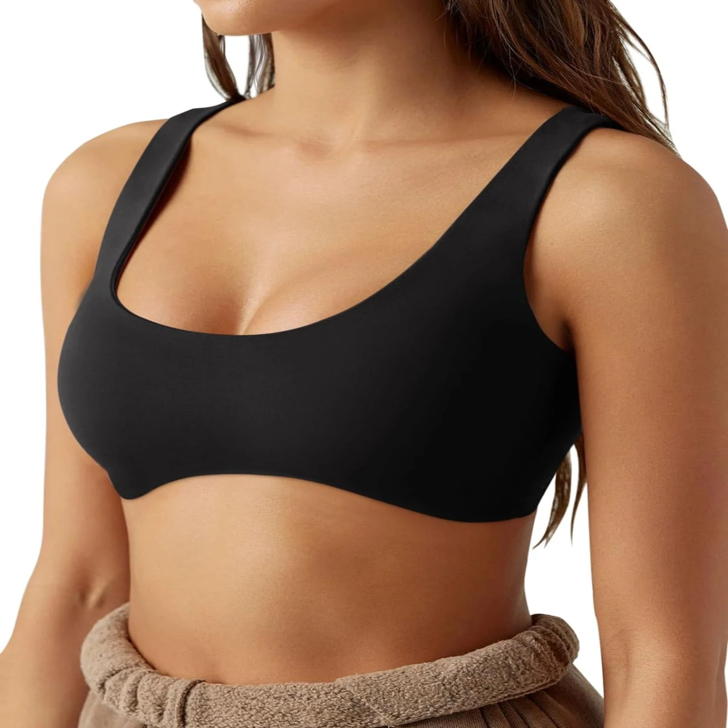 

Scoop Neck Sleeveless Padded Bra for Women - LASLULU Sexy Sports Bras, Comfortable Workout Yoga Bra Crop Top