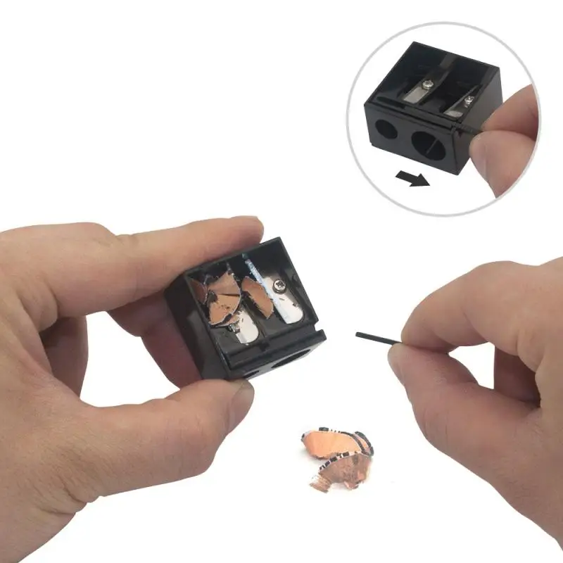 

1 шт., ручная точилка для карандашей, пластиковая точилка для карандашей с двойным отверстием, тени для бровей, карандаш для губ, подводка для губ