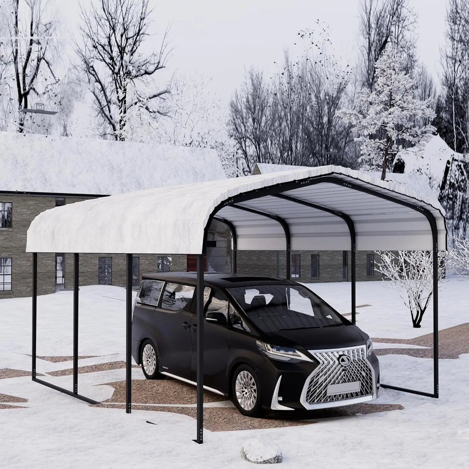 

Metal Carport 10x15 FT Heavy Duty, Carport Kit with Galvanized Steel Roof Building and Frame, Outdoor Storage Car, Customized