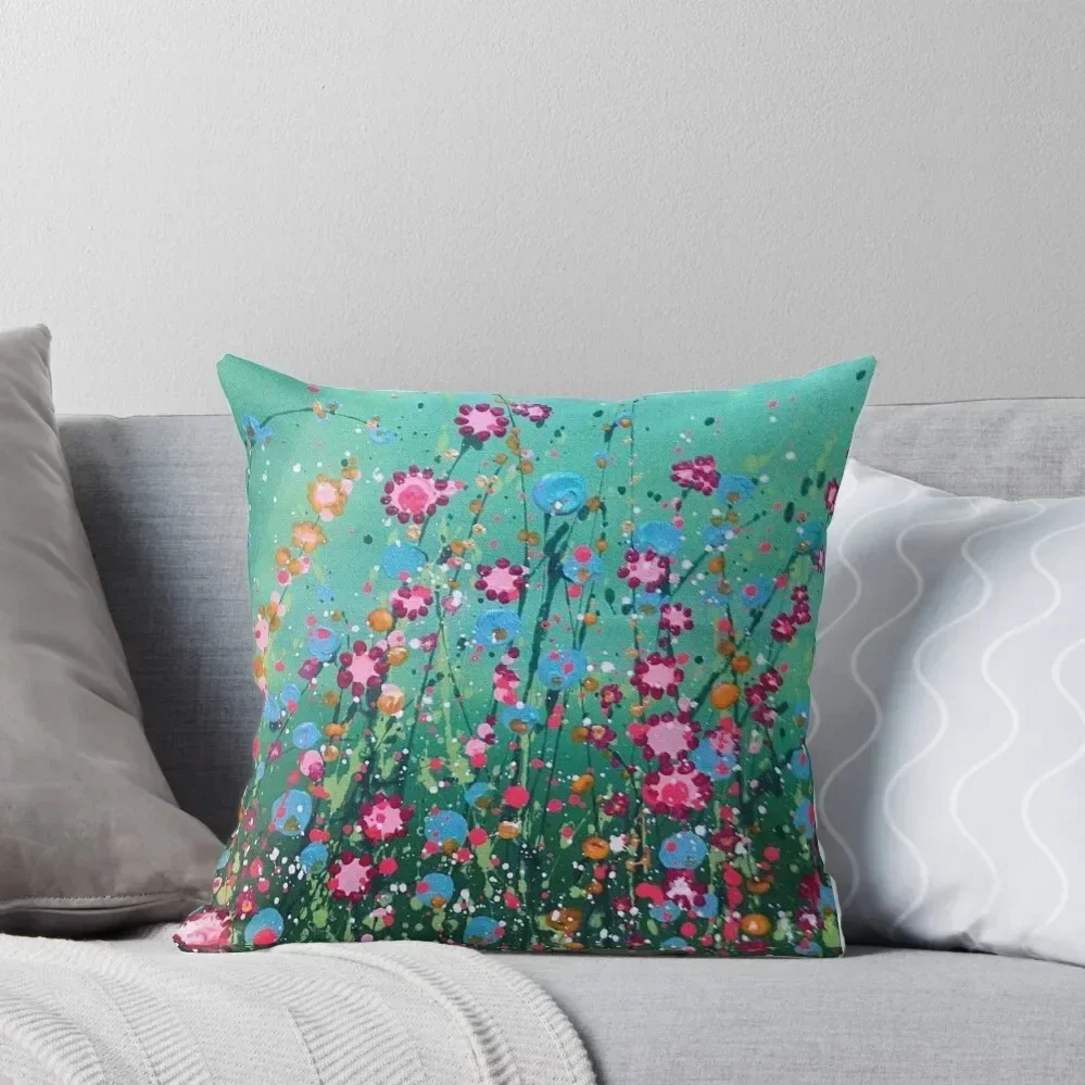 

Turquoise Wildflowers Throw Pillow Decorative Cushions luxury covers Luxury Pillow Cover Luxury Cushion Cover pillow
