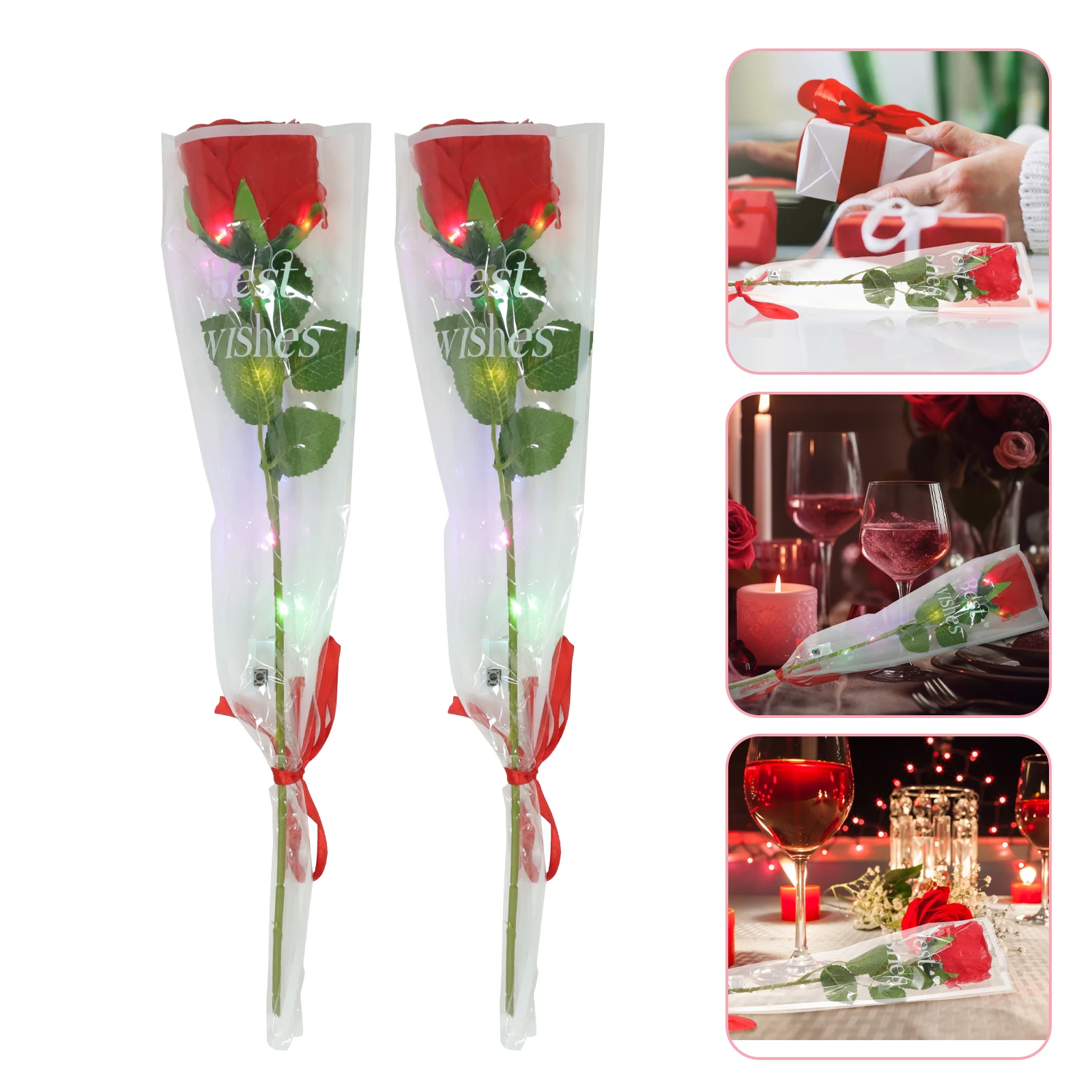 

5 Pcs Glowing Rose Artificial Flowers for Outdoors Bouquet Roses with Stems Fake