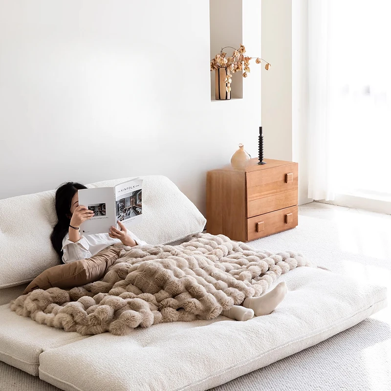 

Nordic Cream Style Sleepable and Reclinable Adjustable Lazy Living Room Sofa Down Lazy Floor Sofa Bed Home Furniture FYLS